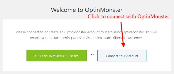 add-announcement-bar-optinmonster-wordpress-connect-account