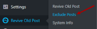 revive old posts exclude posts settings page image