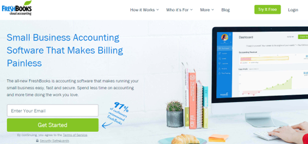 Freshbook best accounting software homepage image