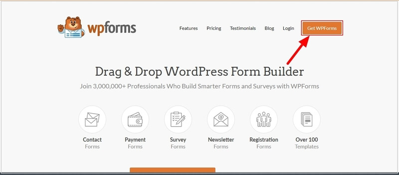 WPForms best form builder plugins homepage page