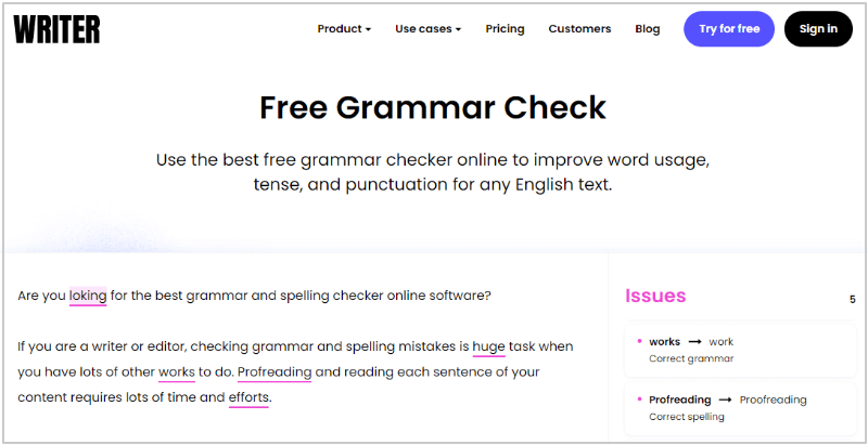 writer Best Grammar and Spelling Checker Online