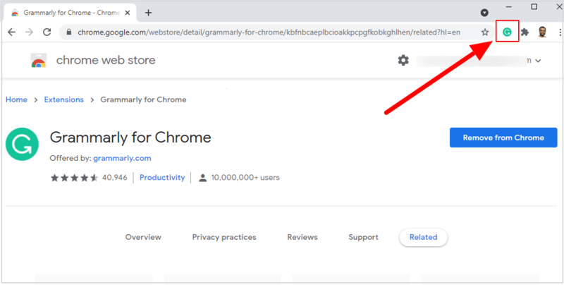 grammarly-google-chrome-extension-added