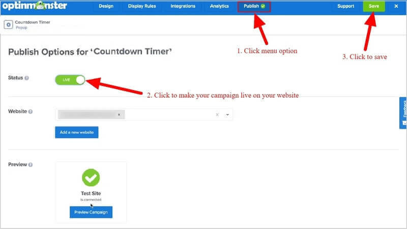 optinmonster-publish-campaign Create Countdown Timer Popup