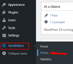 click-dashboard-menu-option-sendinblue-forms