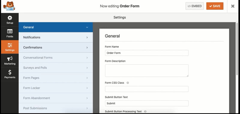 wpforms-billing-order-form-general-settings create a WordPress order