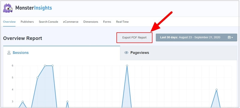 click-export-pdf-report quickly export WordPress analytics with Google Analytics