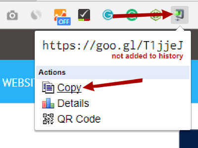 google url shortener chrome extension icon click