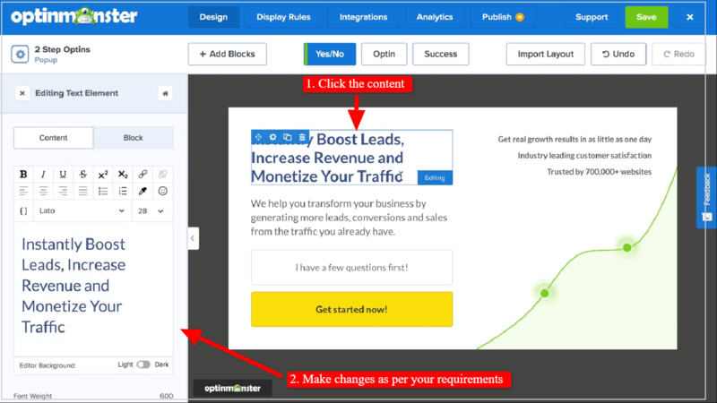optinmonster-yes-no-campaign-click-content-make-changes Increase Conversions with Easy Multi-Step Popups