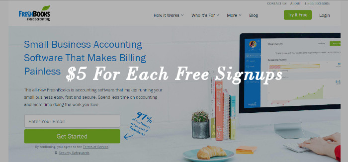 FreshBooks program to earn money for free signup