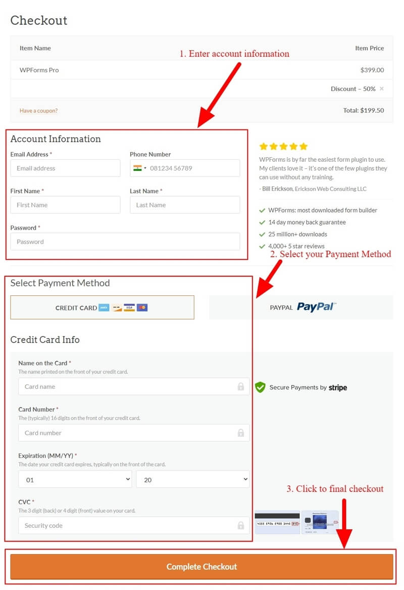 checkout Stripe Recurring Payments