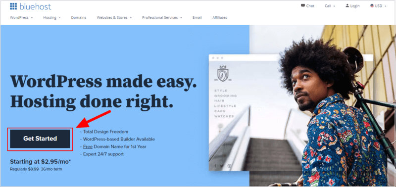 bluehost homepage How to Start a Blog on Bluehost