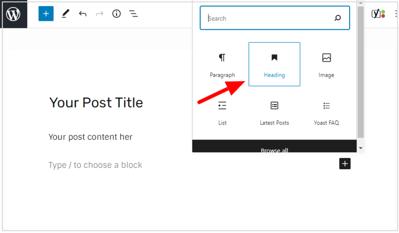 first-post-wordpress-post-editor-select-headings-widget