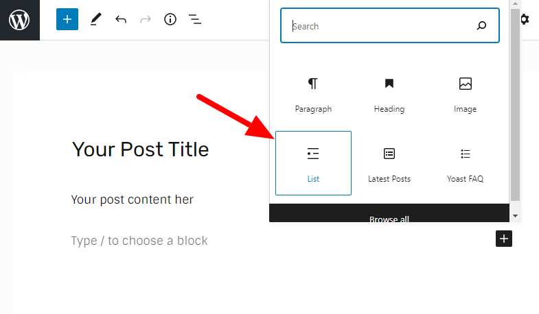 first-post-wordpress-post-editor-select-list-widget How to Start a Blog on Bluehost