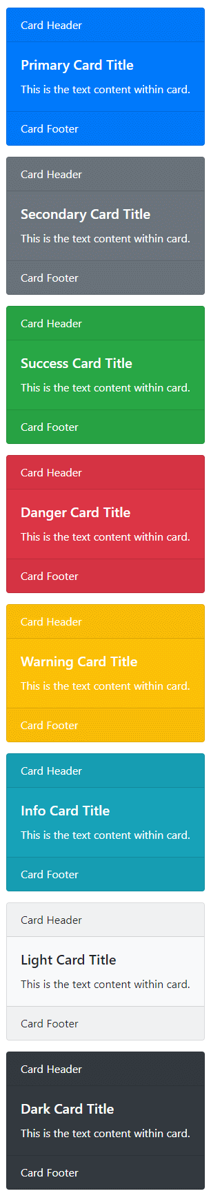 Cards Contextual Background and Color Styles Bootstrap 4 cards