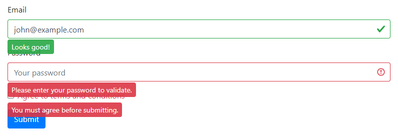 Tooltips in Form Validation in Bootstrap 4