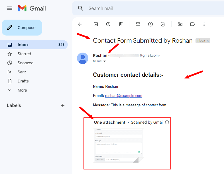 Email with attachment