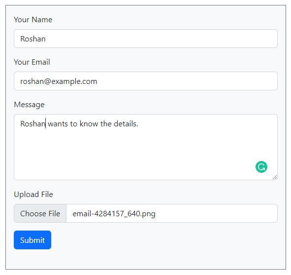 Form design image Ajax Contact Form with Attachment in PHP