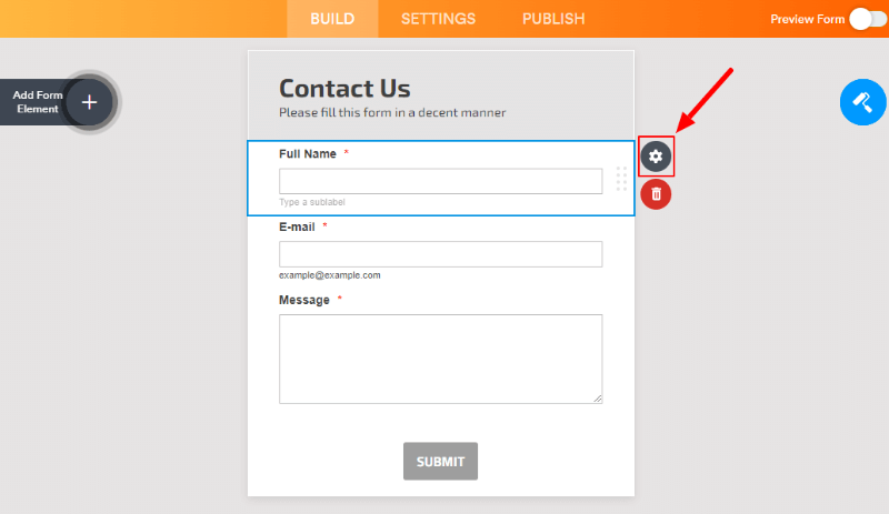 click field click setting button how to Signup JotForm