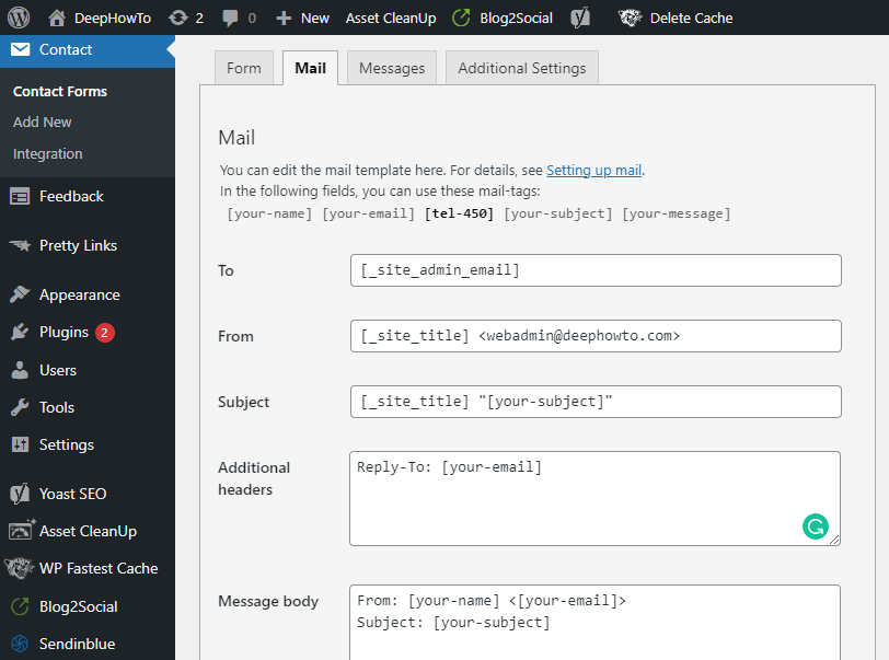 contact form 7 from email address domain-specific