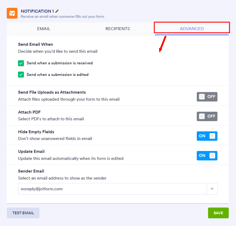 Email settings notification advanced How to Create a Feedback Form For Your Website