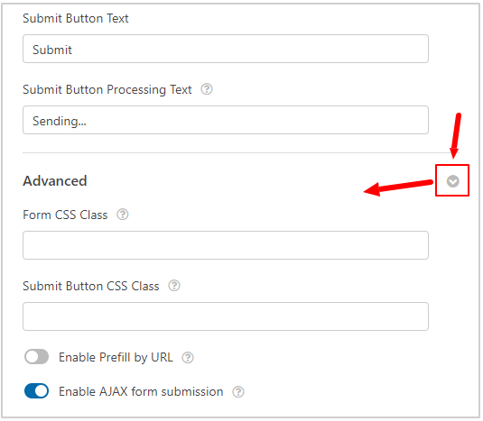 Settings general advanced How to Create a Form in WordPress