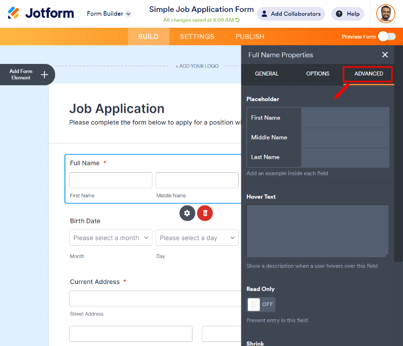 jotform make advanced field setting How to Create Online Job Application Form with Jotform