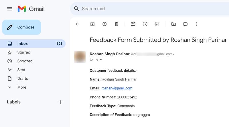 Email Format jQuery Ajax Feedback Form Send Email