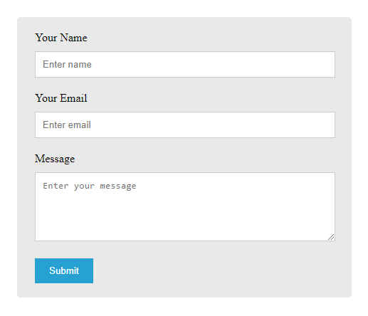 contact form in html css