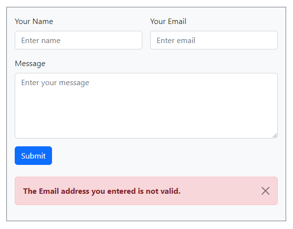 Error message Responsive Contact Form in Bootstrap