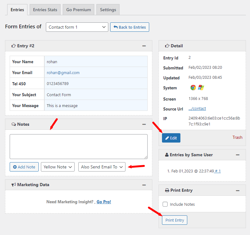 entry view Save Contact Form 7 Entries into Database