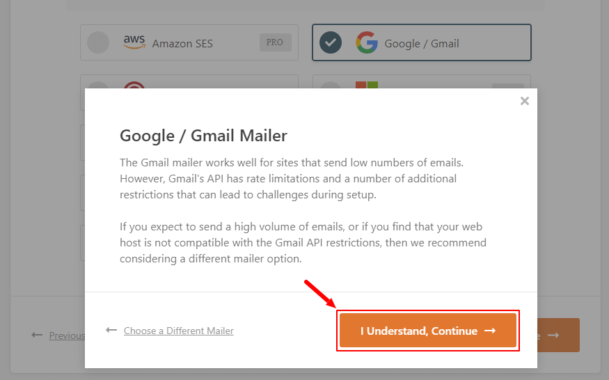 wp mail smtp gmail setup message