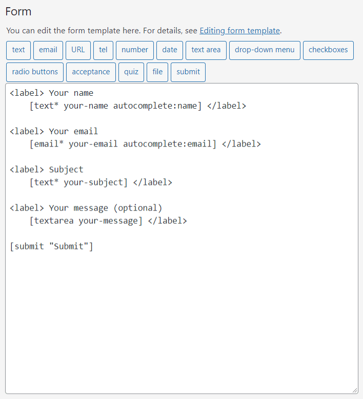 wp contact form code