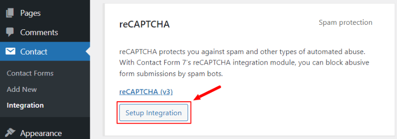 integration recaptcha click setup