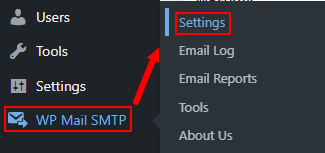 wp mail smtp menu option settings Fix WordPress Contact Form Email Not Sending