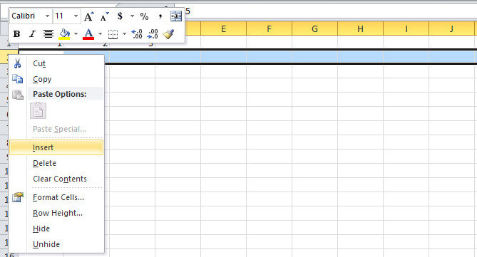 Columns in Microsoft Excel