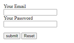 HTML input type reset element