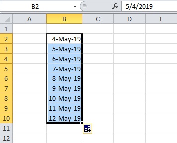 auto insert current date in excel