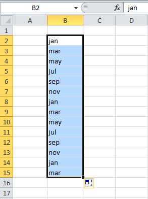 Autofill months Drag The Mouse Towards Downward to Get Months Increasing By Two