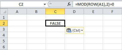 Copy and paste =MOD(ROW(A1),2)=0 to the starting cell