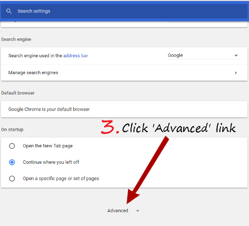 Google chrome advanced settings