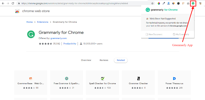 installed grammarly for chrome