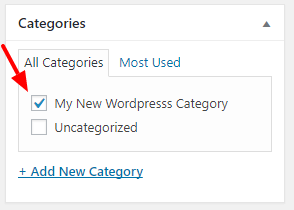 add new post and select category using checkboxes image