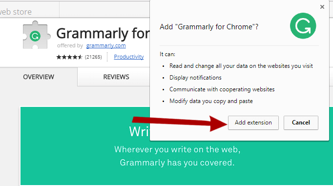 Grammarly english writing chrome extension