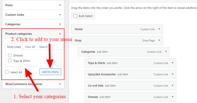 select-product-categories-to-add How to Show WooCommerce Product Categories in Menu