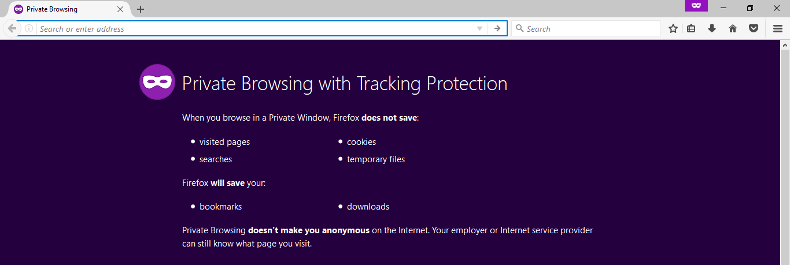 First appearance of Firefox incognito or Private window