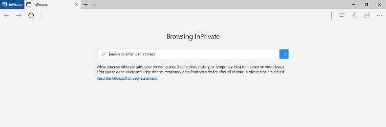 First appearance to use incognito mode or InPrivate window if microsoft edge