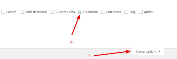 enable commentas from posts screen options image