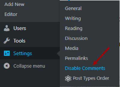 go to disable comment plugin settings page image