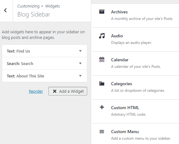 Wordpress widgets customizer preview image