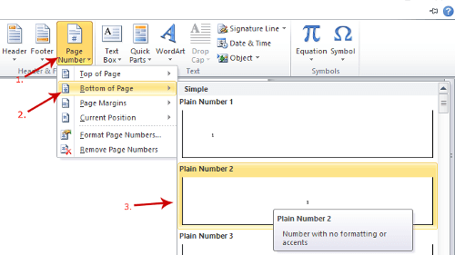 How To Set Page Numbers In Footer Word 2010